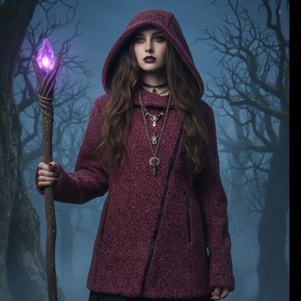 Mia Melon Jacket Womens Houston Side Zip Waterproof Hood Coat  Burgundy M